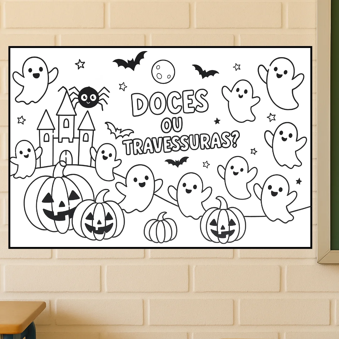Painel Para Colorir "Doces ou Travessuras" - Halloween — amostra 1: 📏 Disponível em 2 tamanhos: Painel Para Colorir "Doces ou Travessuras" - Halloween — amostra 1: 📏 Disponível em 2 tamanhos: