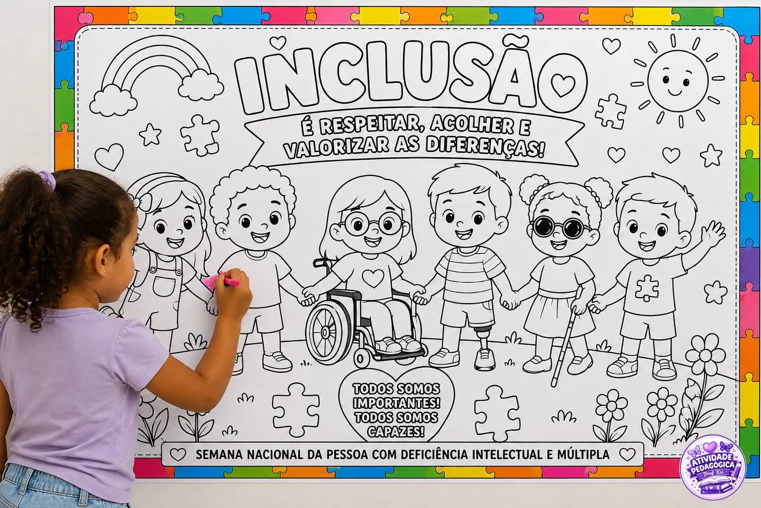 🌈🖍️ PAINEL PARA COLORIR – INCLUSÃO 🖍️🌈 — Alfabetização para Educação Infantil: 🌈🖍️ PAINEL PARA COLORIR – INCLUSÃO…