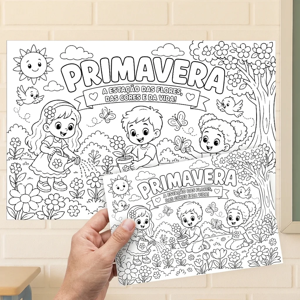 Painel para colorir Primavera (8 ou 18 folhas) + Atividade Individual — Ciências para Educação Infantil: Painel da…