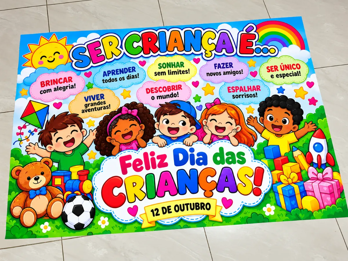 PAINEL PARA DIA DAS CRIANÇAS - IMPRIMA, COLE E DECORE — amostra 2: O Painel Dia das Crianças é um recurso decorativo…