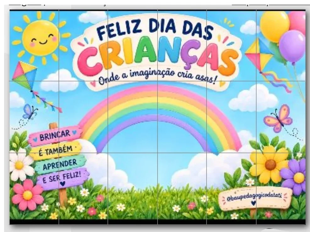 Painel para Fotos Dia das Crianças- 18 Folhas A4 PDF — amostra 1: O que está incluso