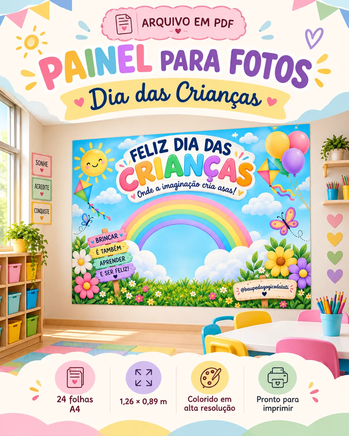 Painel para Fotos Dia das Crianças- 18 Folhas A4 PDF — capa do material