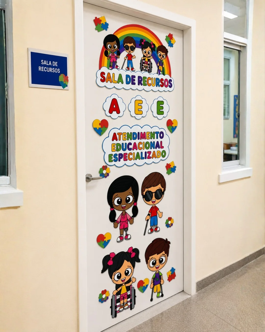PAINEL PARA PORTA – SALA DE RECURSOS AEE — amostra 1: Um painel lindo e inclusivo para deixar a Sala de Recursos ainda mais…