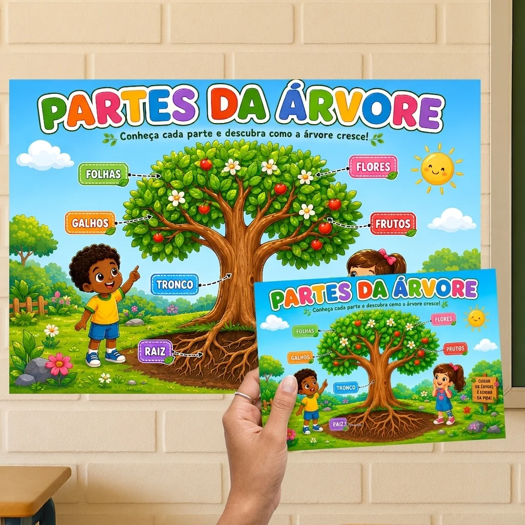 Painel Partes da Árvore (8 e 18 Folhas A4) + Folha Individual A4 — capa do material