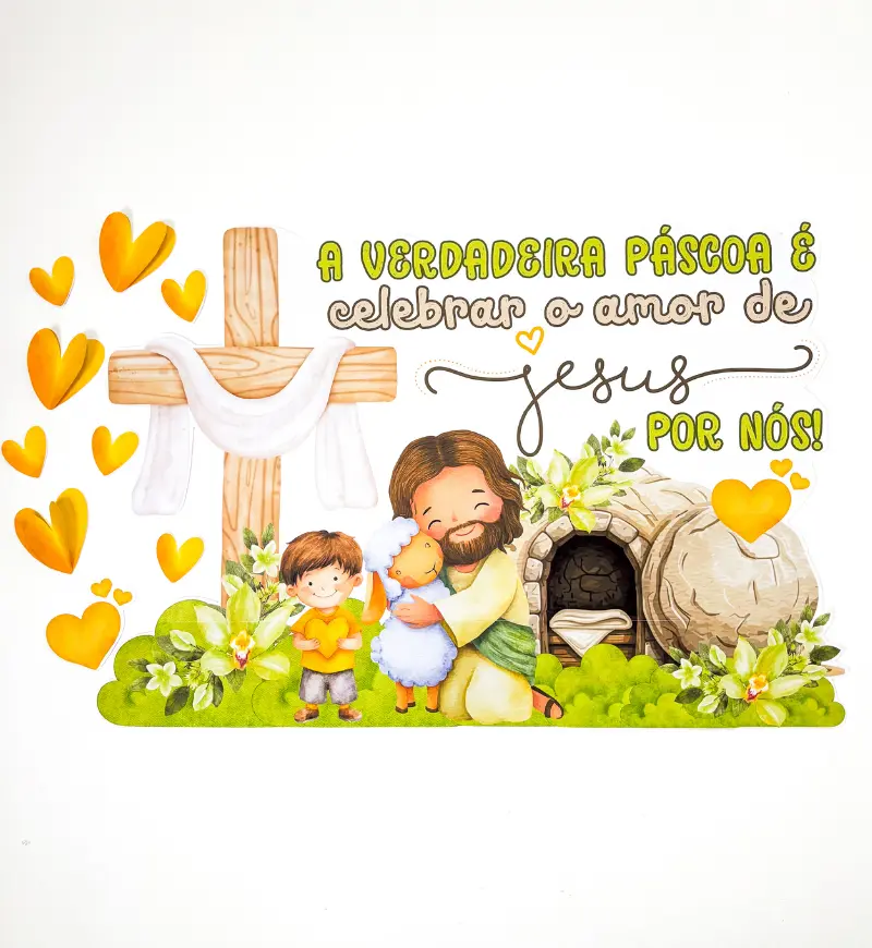 Painel Páscoa Cristã: A Verdadeira Páscoa para Imprimir — amostra 1: Painel Páscoa Cristã para trabalhar amor e esperança
