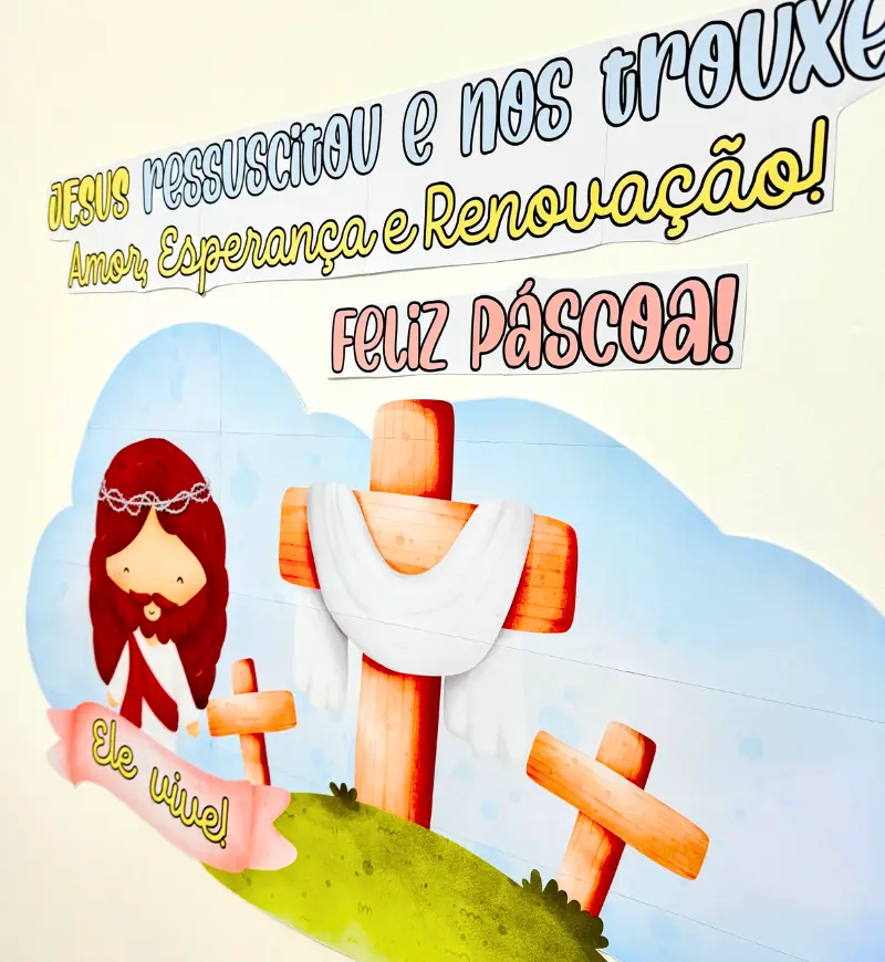 Painel Páscoa Cristã em PDF para Imprimir e Montar — amostra 2: O que vem no material