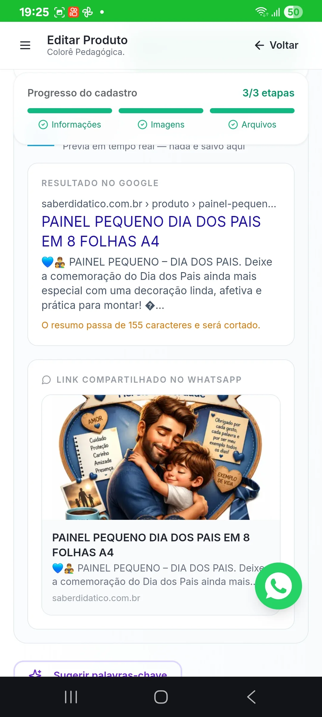 PAINEL PEQUENO DIA DOS PAIS EM 8 FOLHAS A4 — amostra 2: 💙👨‍👧‍👦 PAINEL PEQUENO – DIA DOS PAIS