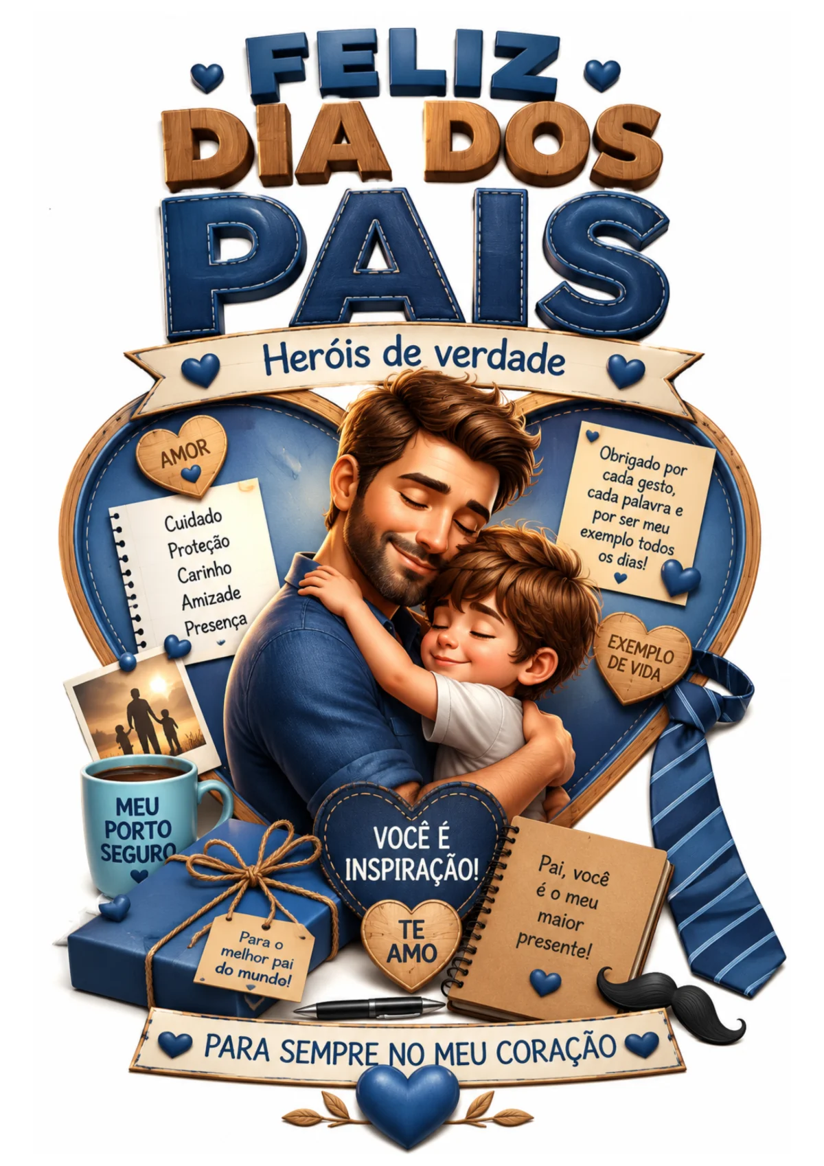 PAINEL PEQUENO DIA DOS PAIS EM 8 FOLHAS A4 — Português para Educação Infantil: 💙👨‍👧‍👦 PAINEL PEQUENO – DIA DOS PAIS