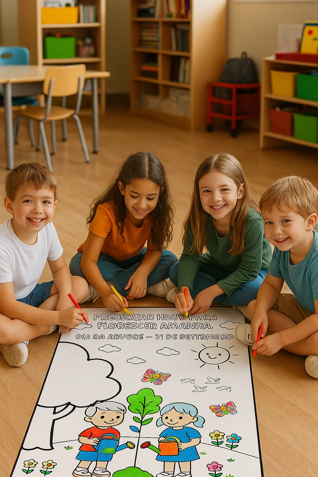 Painel pintura coletiva dia da árvore – PDF para Imprimir — Datas comemorativas para Educação Infantil: Deixe o Dia da…