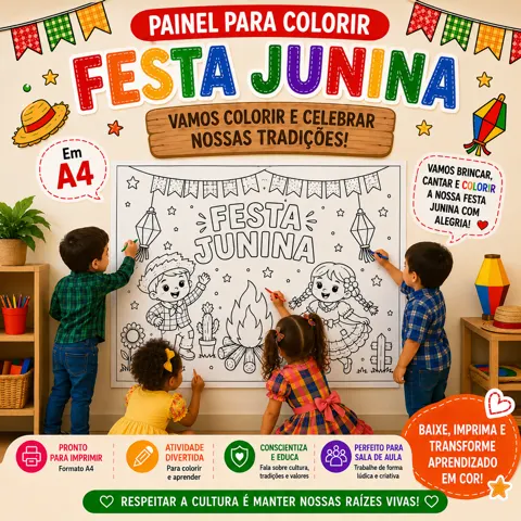 Painel pintura coletiva festa junina — capa do material