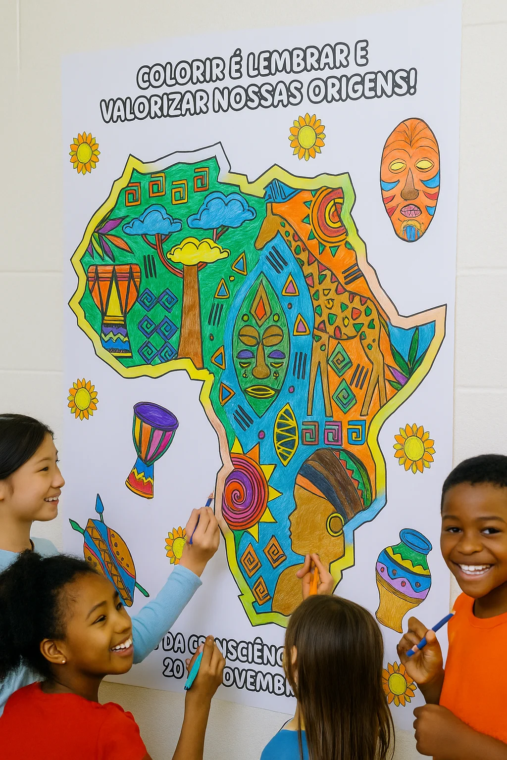 PAINEL PINTURA COLETIVA + FOLHINHA A4 CONSCIÊNCIA NEGRA — Datas comemorativas para Educação Infantil: 🎨 Uma atividade…