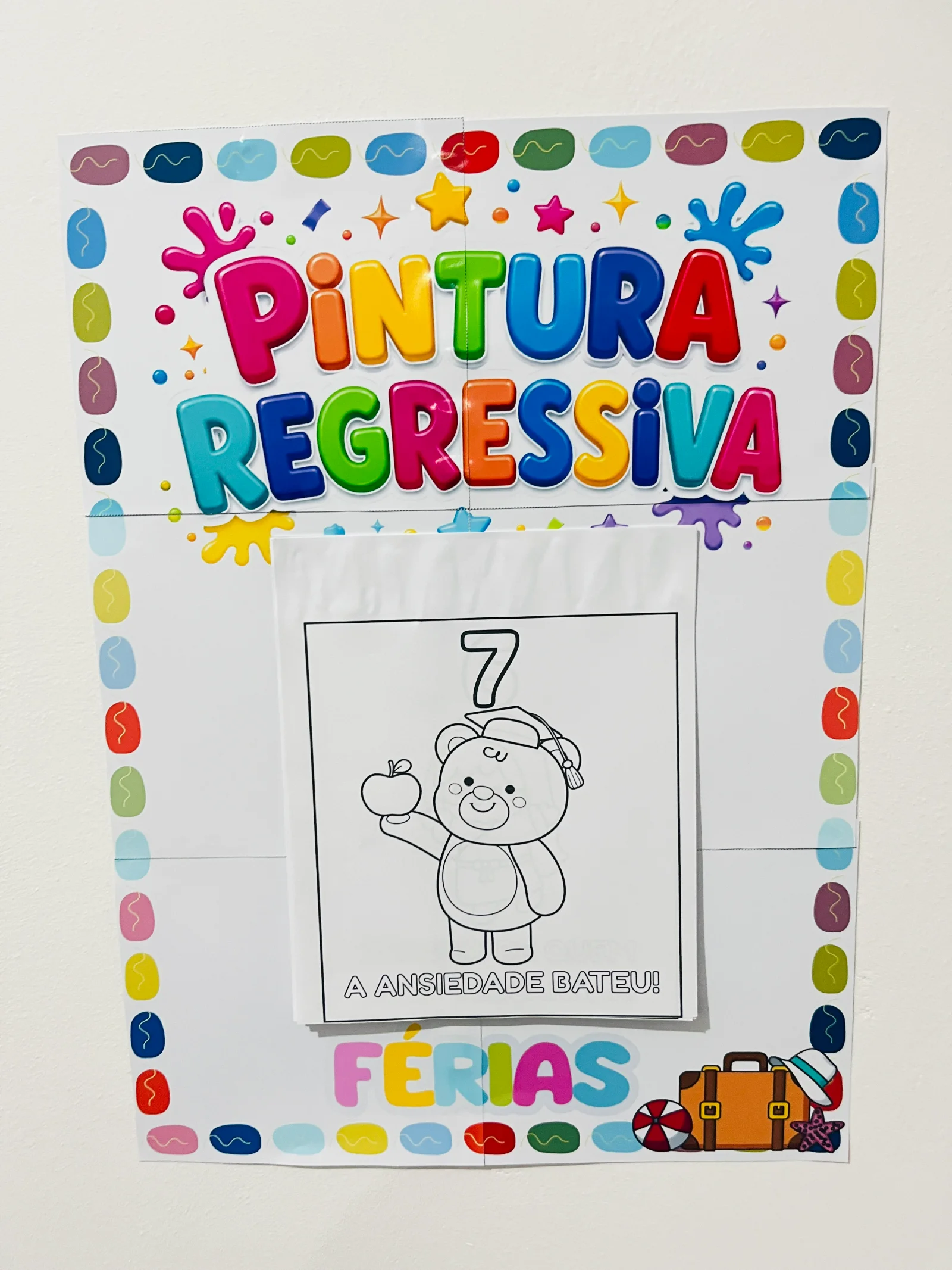 Painel Pintura Regressiva Férias – Educação Infantil para Imprimir — amostra 3: Painel “Pintura Regressiva Férias” colorido…