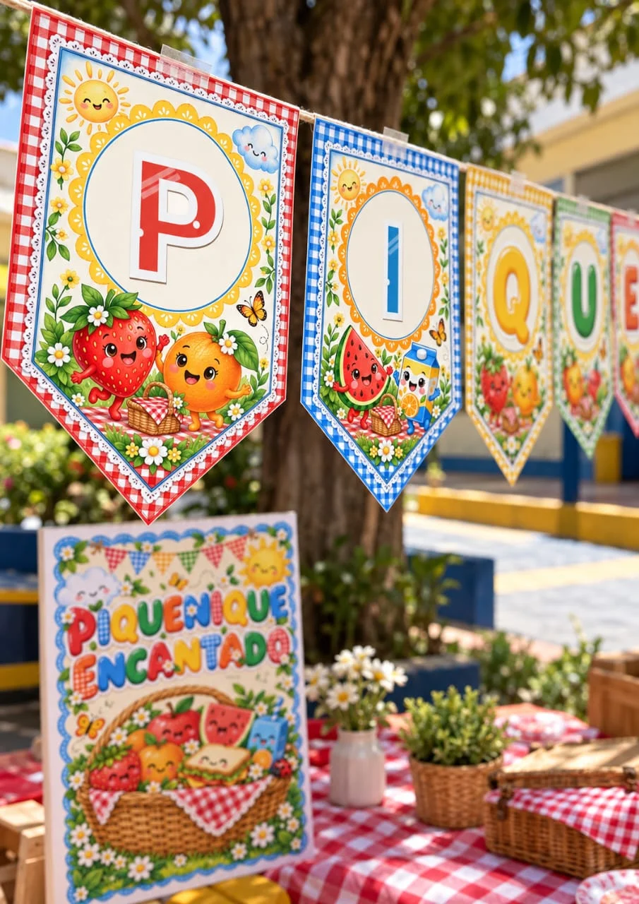 Painel Piquenique Escolar Decoração Festa PDF — amostra 2: O QUE VOCÊ VAI RECEBER: