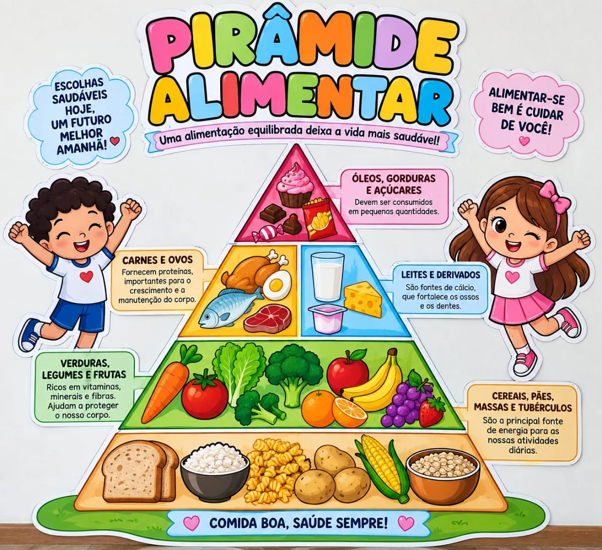Painel pirâmide alimentar — Atividades para Educação Infantil: Painel pirâmide alimentar para crianças