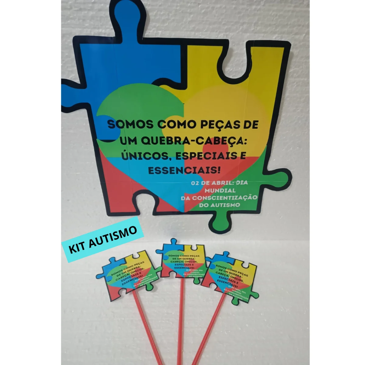 🧩 PAINEL + PLAQUINHA – CONSCIENTIZAÇÃO DO AUTISMO — Datas comemorativas para Educação Infantil: 🧩 PAINEL + PLAQUINHA –…