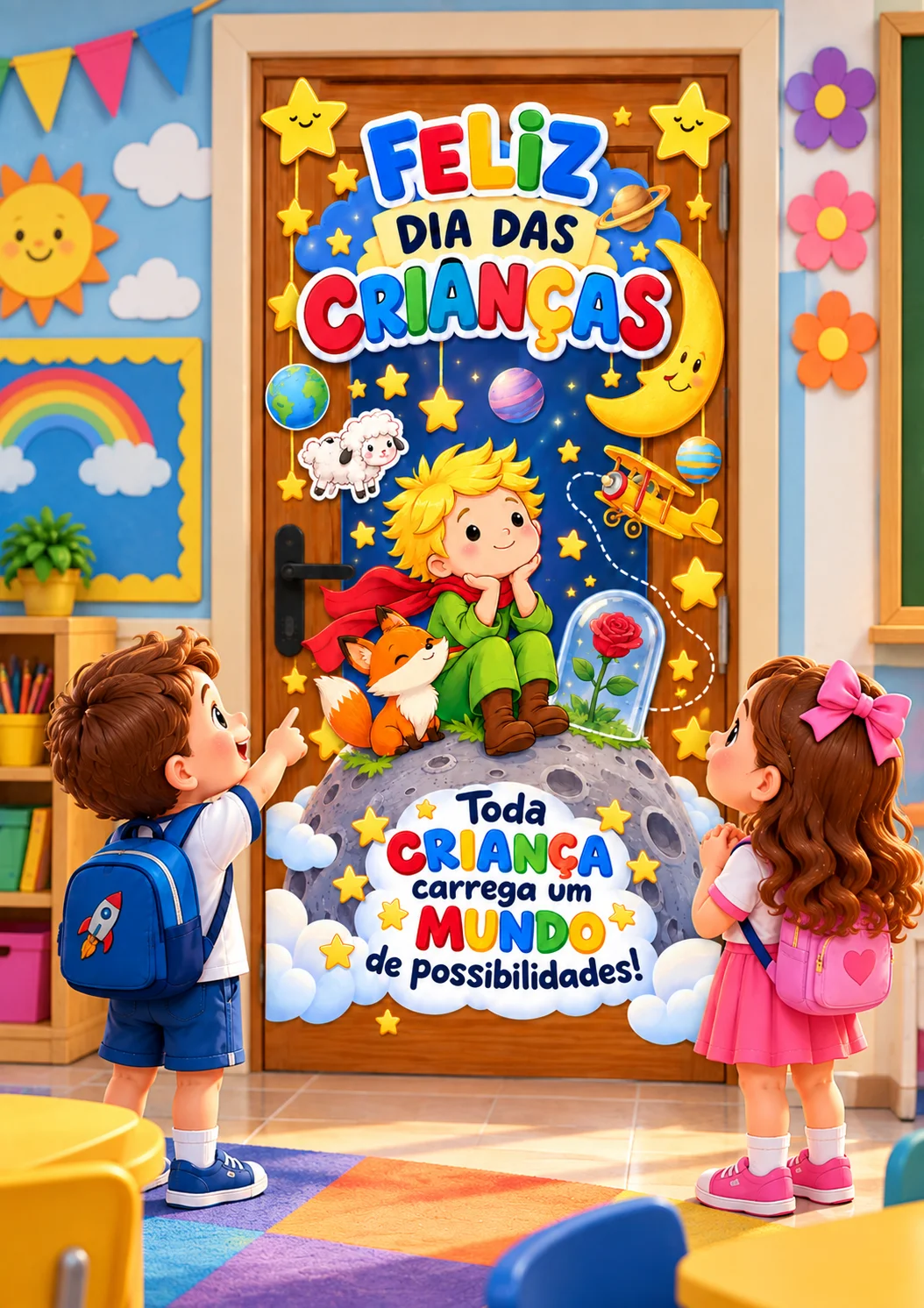 PAINEL PORTA DIA DAS CRIANÇAS – PEQUENO PRÍNCIPE — amostra 1: ✨ PAINEL PORTA DIA DAS CRIANÇAS – PEQUENO PRÍNCIPE ✨