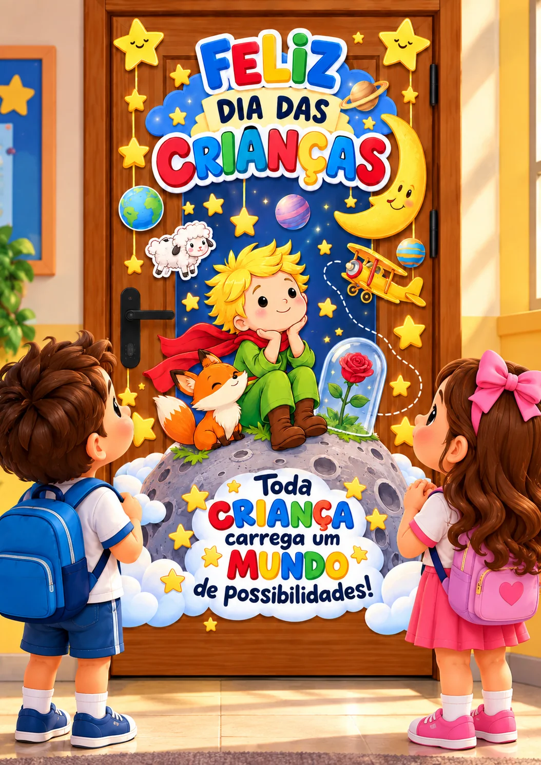 PAINEL PORTA DIA DAS CRIANÇAS – PEQUENO PRÍNCIPE — amostra 2: 👑 21 PÁGINAS