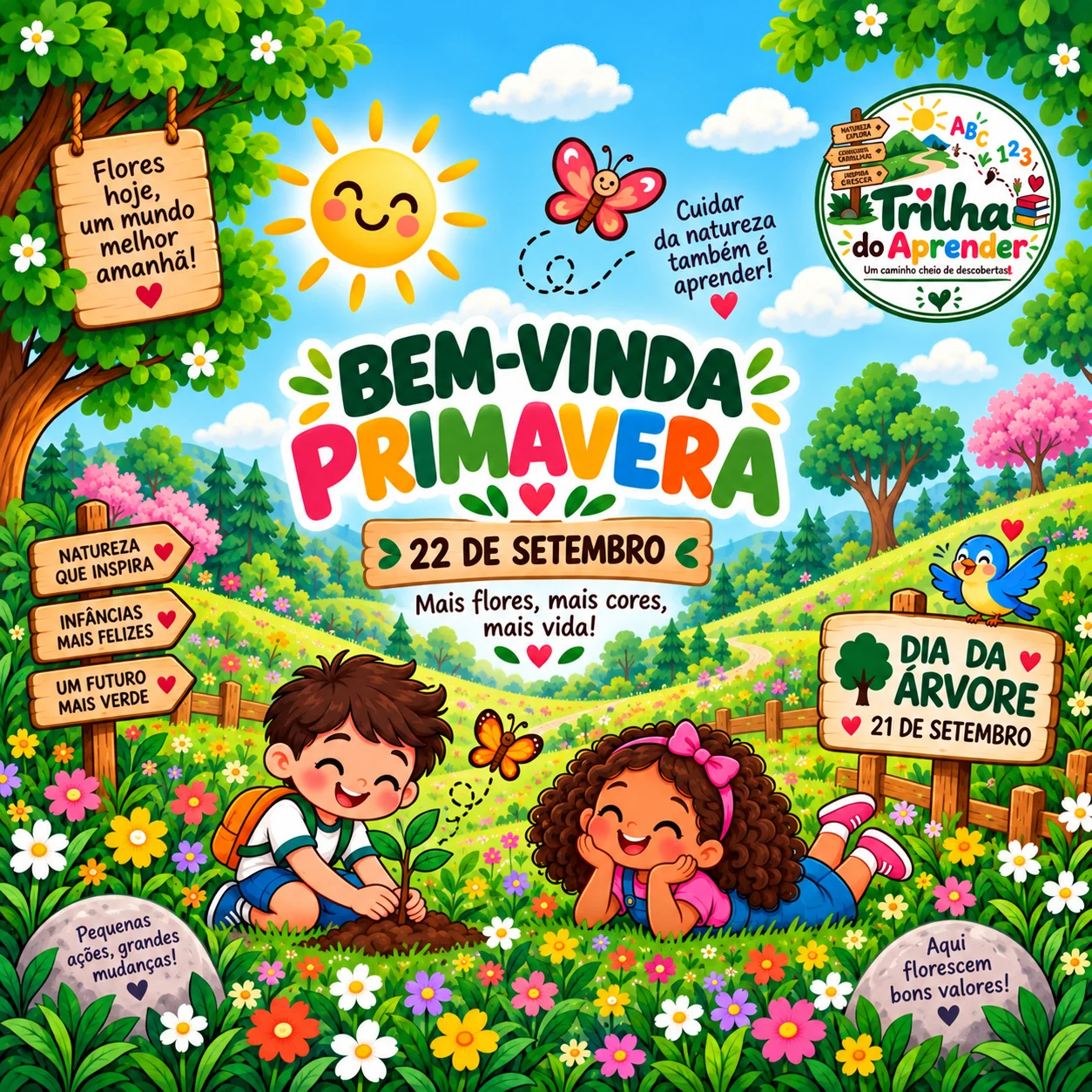 Painel Primavera + Dia da Árvore 🌸🌳 Pronto para imprimir — Jogos pedagógicos para Educação Infantil: Um painel alegre e…