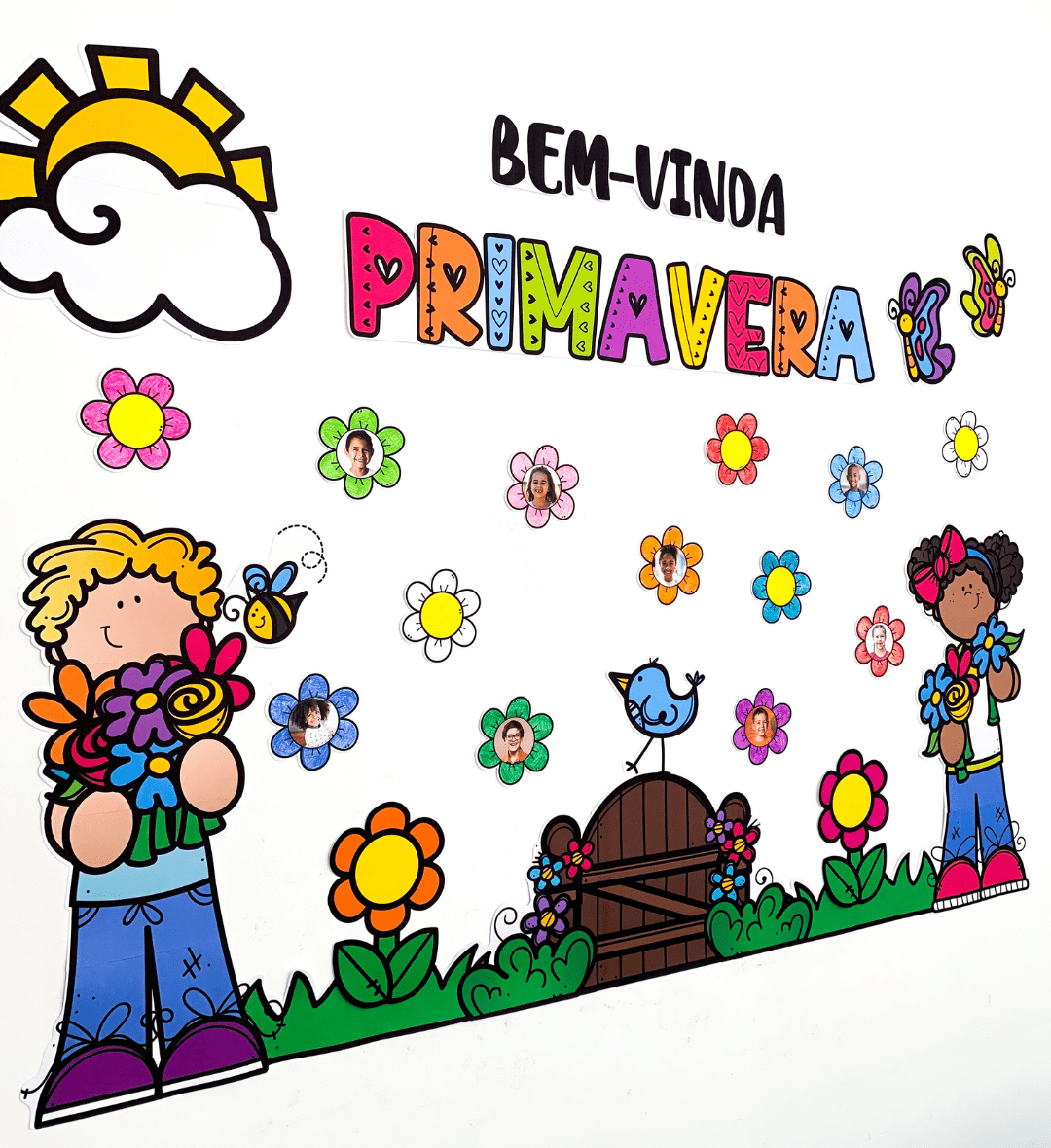 Painel Primavera para Imprimir com Flores para Colorir — capa do material