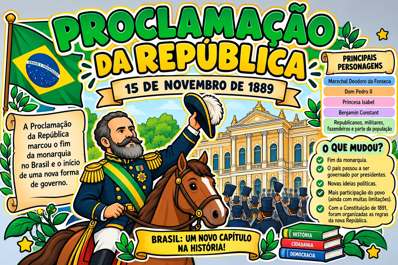 Painel Proclamação da República – 24 Folhas A4 para Mural — amostra 1: Painel Proclamação da República para Imprimir – 24…