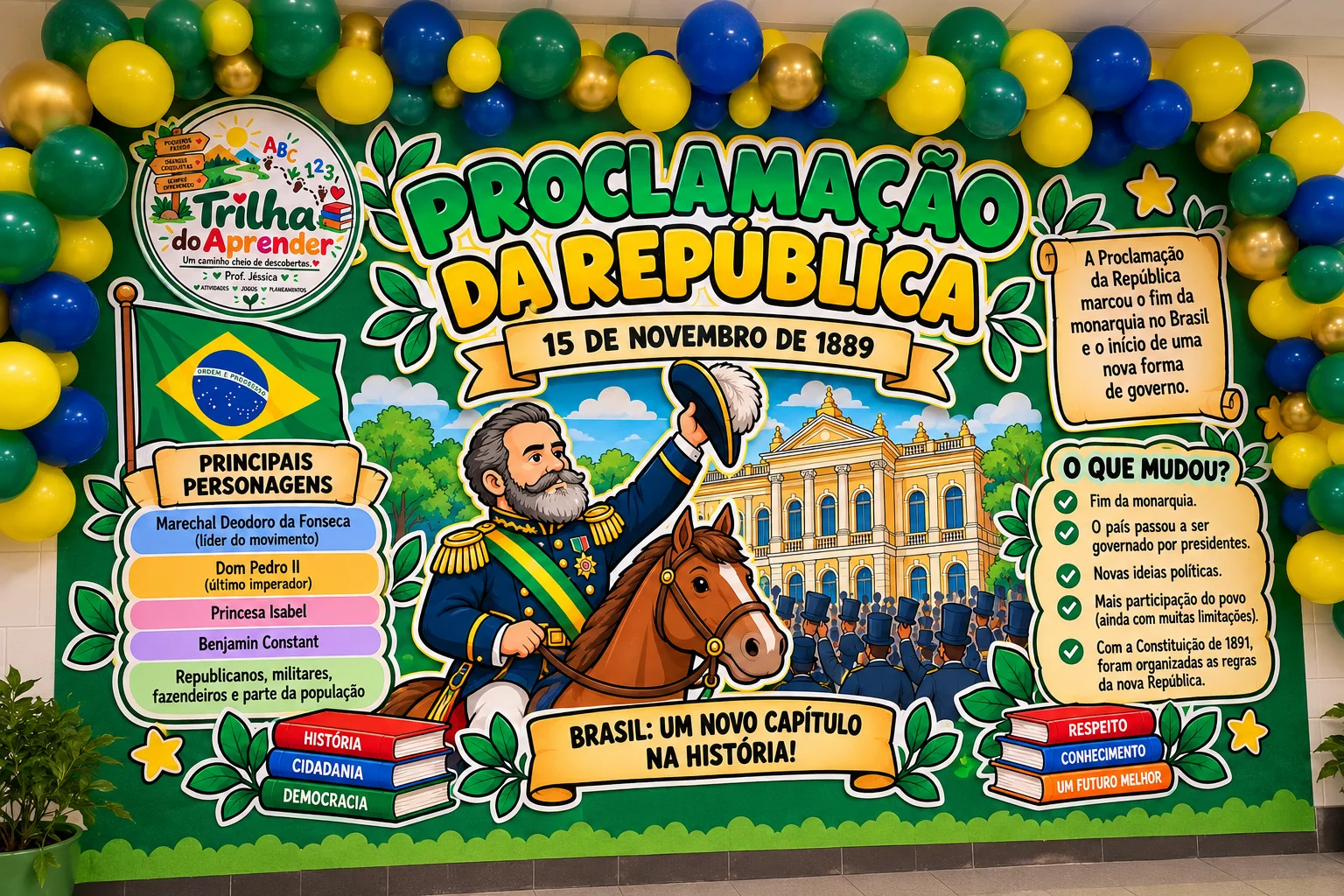 Painel Proclamação da República – 24 Folhas A4 para Mural — amostra 4: Como montar o painel?