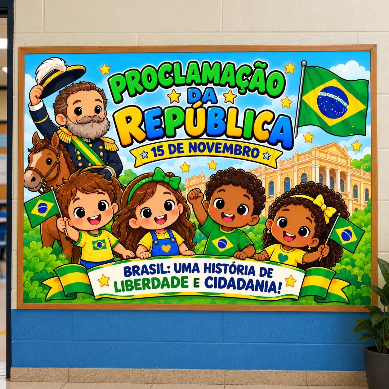 Painel Proclamação da República - 8 ou 18 folhas A4 — amostra 1: 💚💛 Um painel para celebrar a história do Brasil na sua…