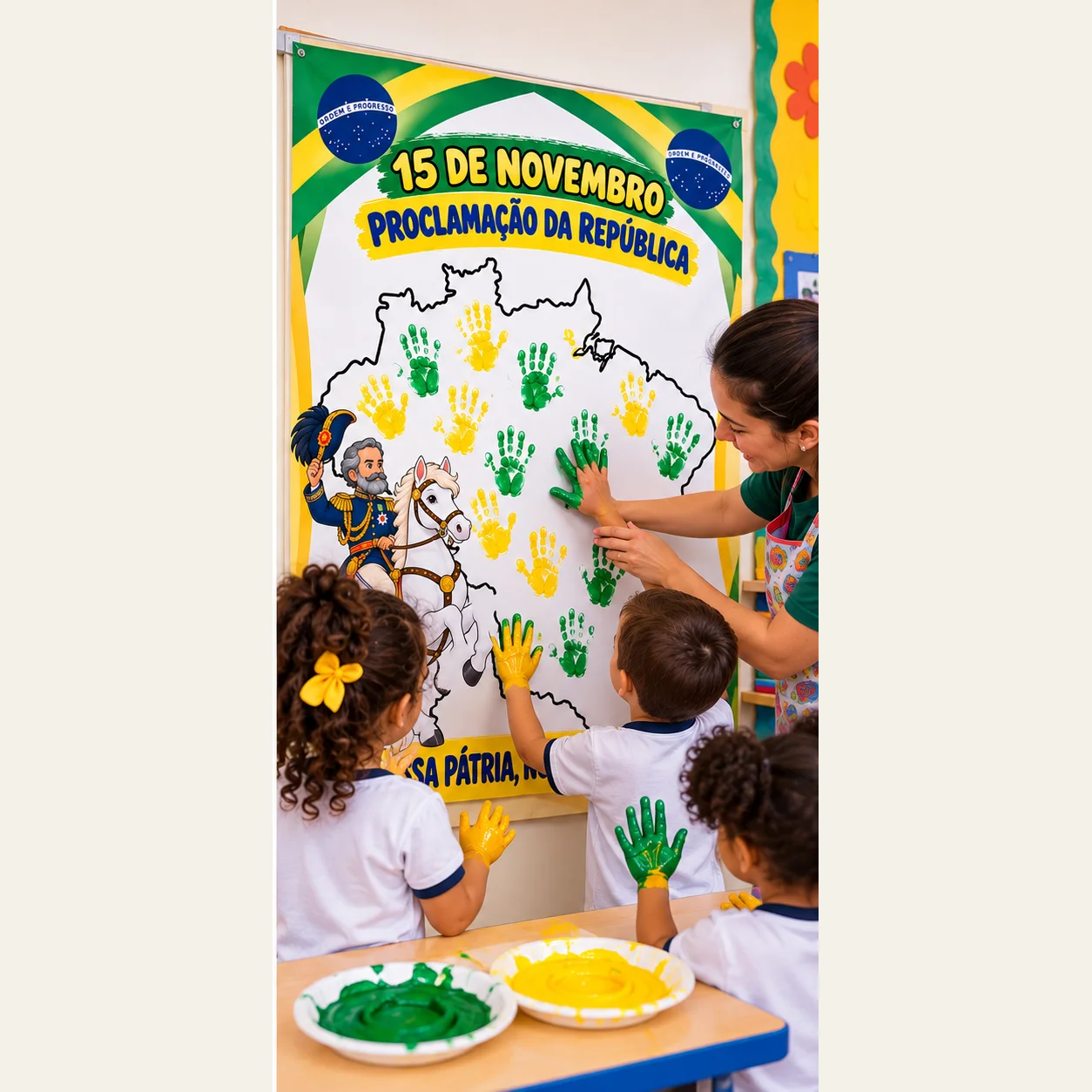 Painel proclamação da república - Educação infantil — amostra 1: O que compõe o painel Painel proclamação da república - Educação infantil — amostra 1: O que compõe o painel