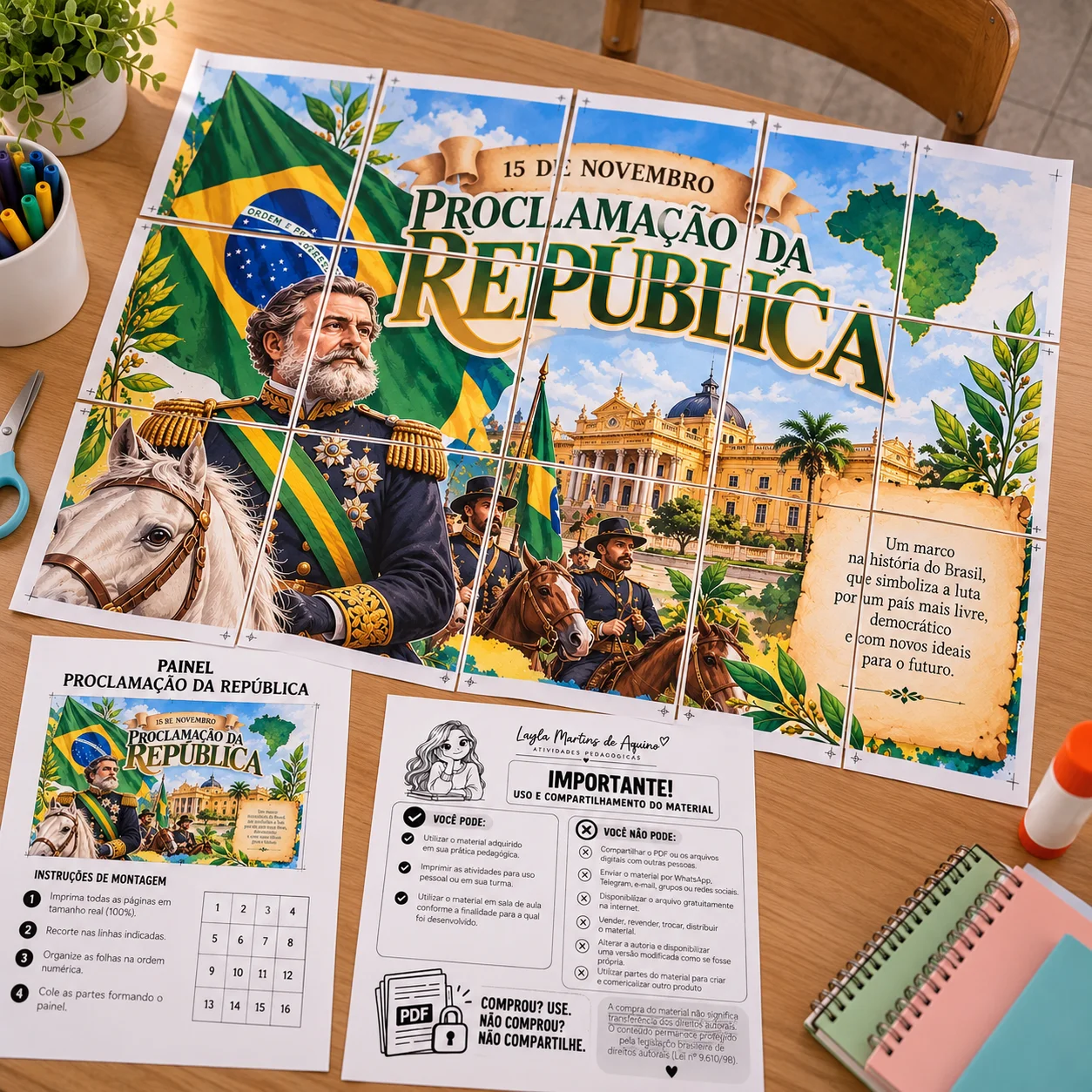 Painel Proclamação da República para Imprimir em A4 — amostra 2: O que você encontrará neste material?