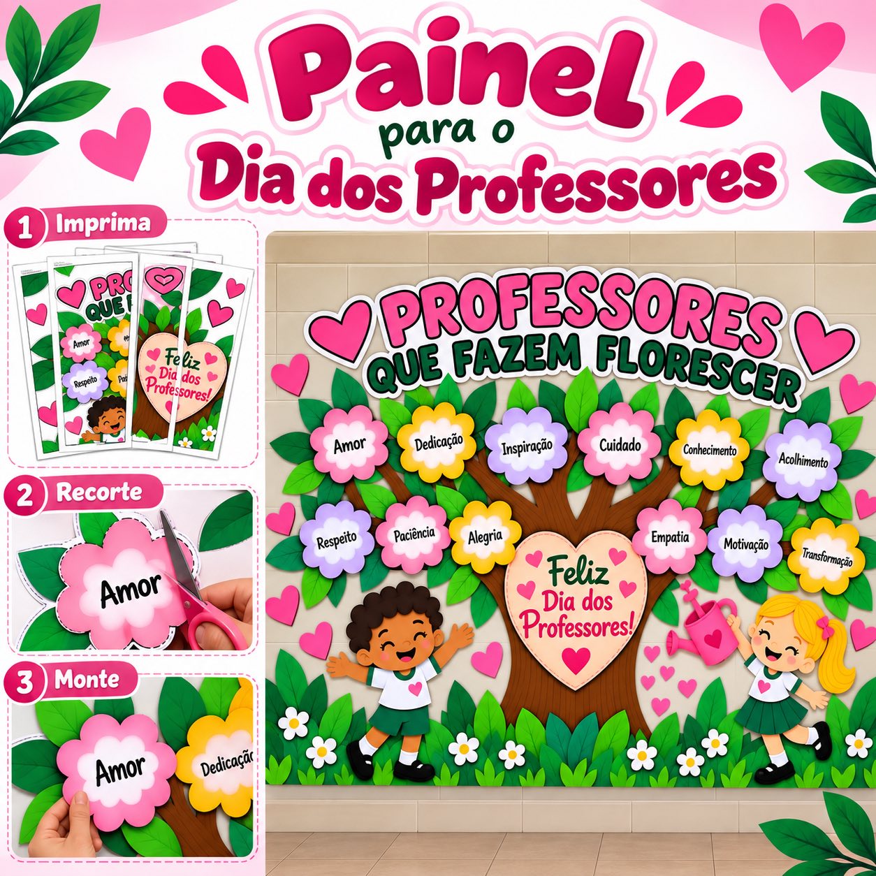 Painel “Professores que Fazem Florescer” - Dia dos Professores. — amostra 3: Um mural especial para celebrar e homenagear…