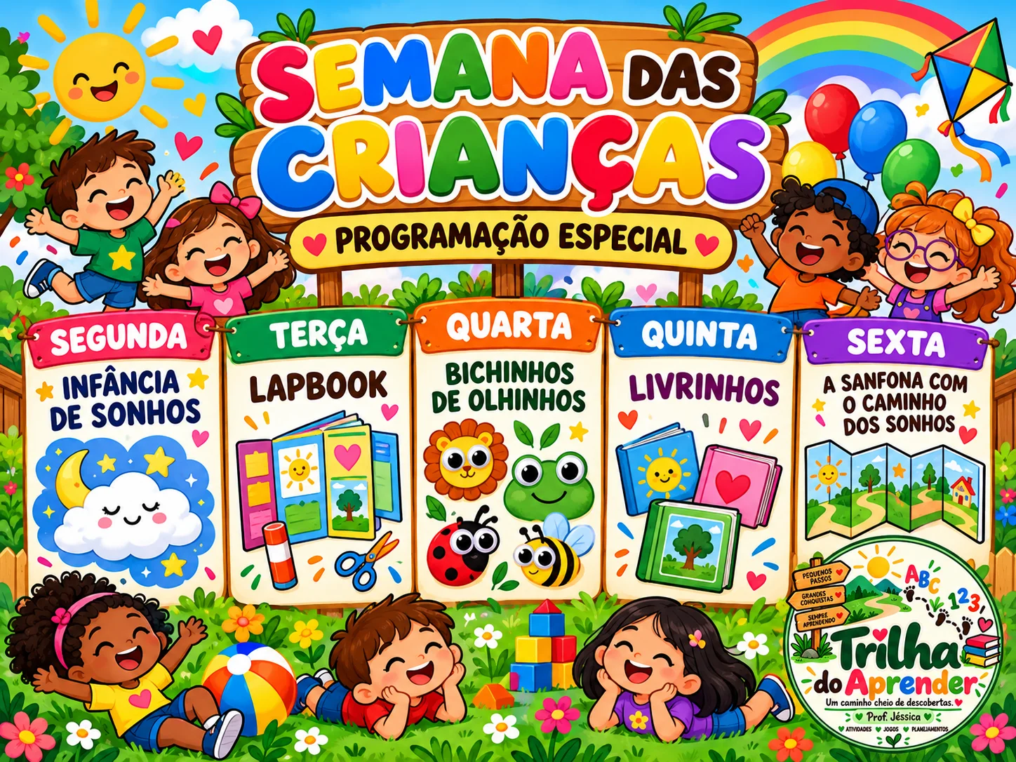Painel Programação da Semana das Crianças | Pôster Decorativo — amostra 1: Um painel prático, bonito e super útil para…