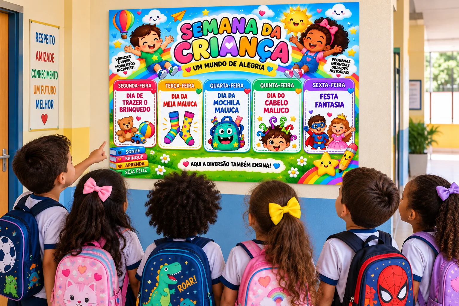 Painel Programação – Semana Da Criança um Dia De Alegria — amostra 3: 🗓️ Espaços para programação de segunda a…
