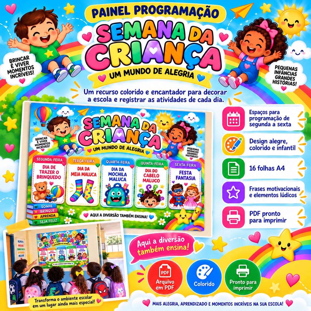 Painel Programação Semana da Criança Um Mundo de Alegria em PDF — Planners e organização para Educação Infantil: Painel de…