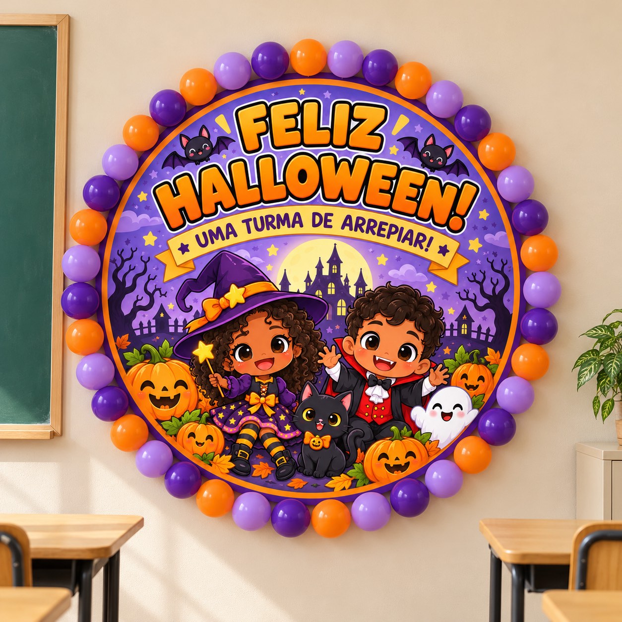 Painel Redondo de Halloween Escolar: Uma Turma de Arrepiar — amostra 1: Decore o Halloween escolar com um painel redondo,… Painel Redondo de Halloween Escolar: Uma Turma de Arrepiar — amostra 1: Decore o Halloween escolar com um painel redondo,…