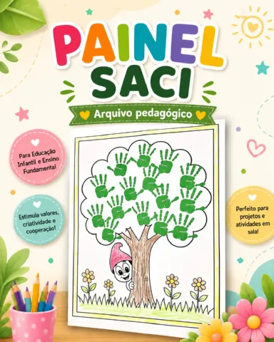 Painel Saci Carimbo Das Mãos – PDF para Imprimir — amostra 4: Prepare a turma para essa aula sobre a lenda do Saci