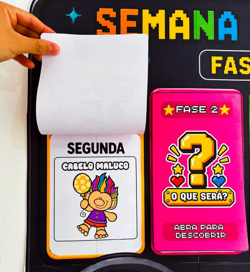 Painel Semana da Criança: Game com 5 Fases Editáveis no Canva — amostra 3: Como usar em sala de aula