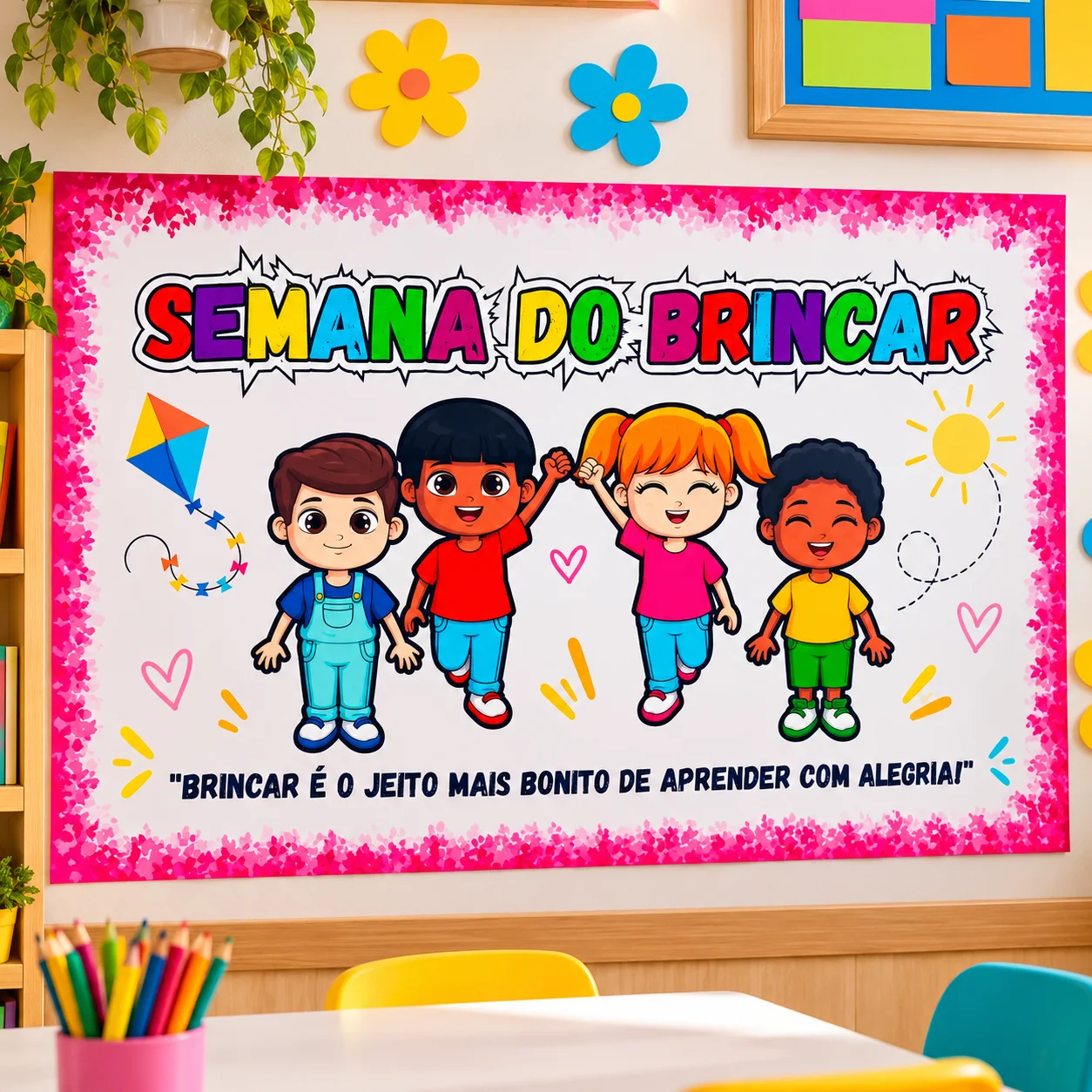 Painel Semana do Brincar- Ensino infantil — amostra 1: Painel Semana do Brincar com frase especial para decorar a escola e…