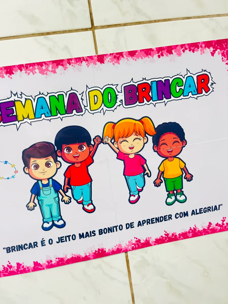 Painel Semana do Brincar-Ensino infantil — amostra 2: Painel Semana do Brincar com frase especial para decorar a escola e…
