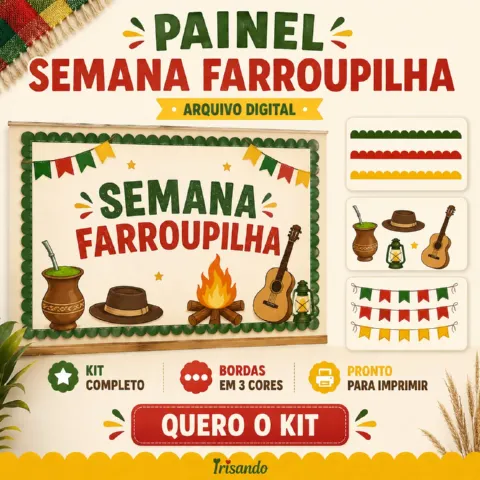 Painel - SEMANA FARROUPILHA NA ESCOLA! ❤️ — amostra 1: Deixe a Semana Farroupilha ainda mais especial com um painel…
