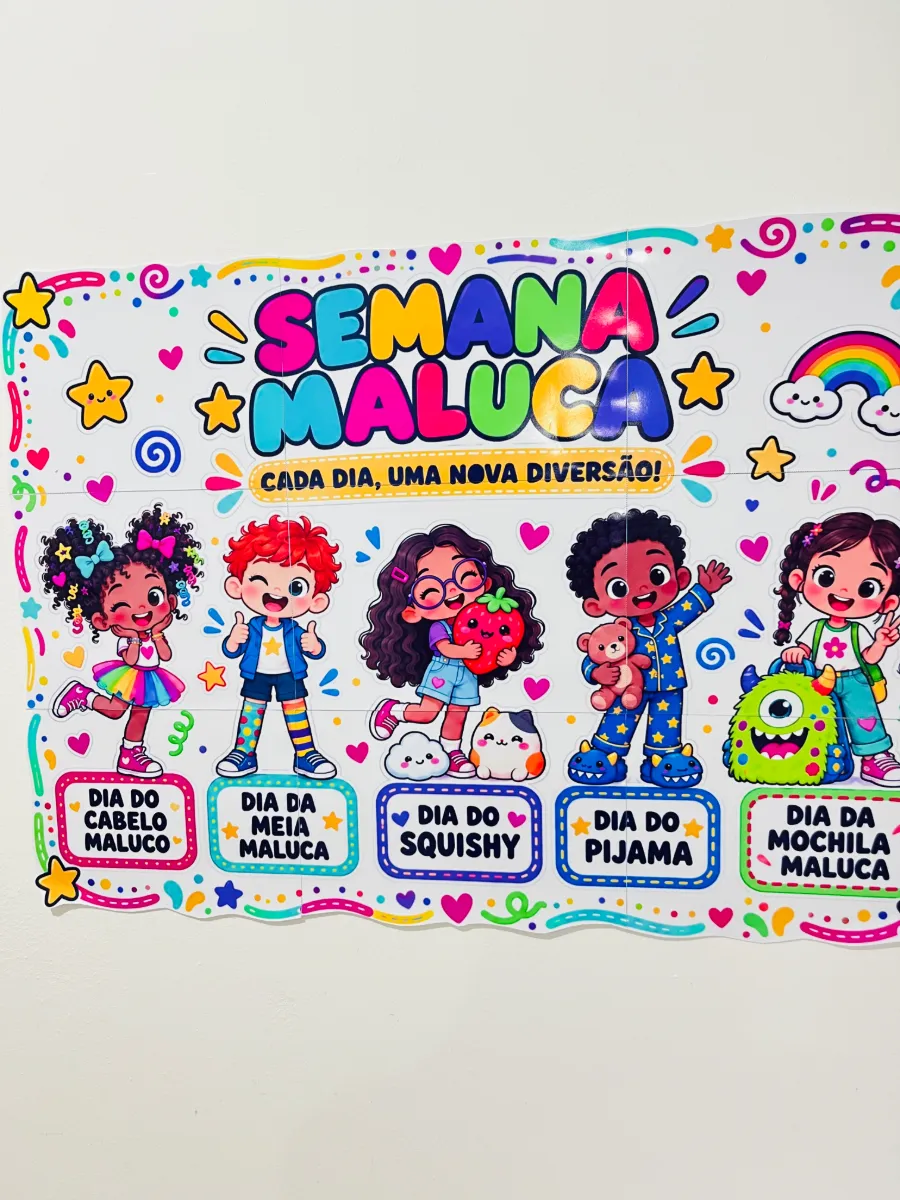 Painel Semana Maluca: Decoração - Dia das Crianças — Datas comemorativas para Educação Infantil: 🌈✨ Painel Semana Maluca —…