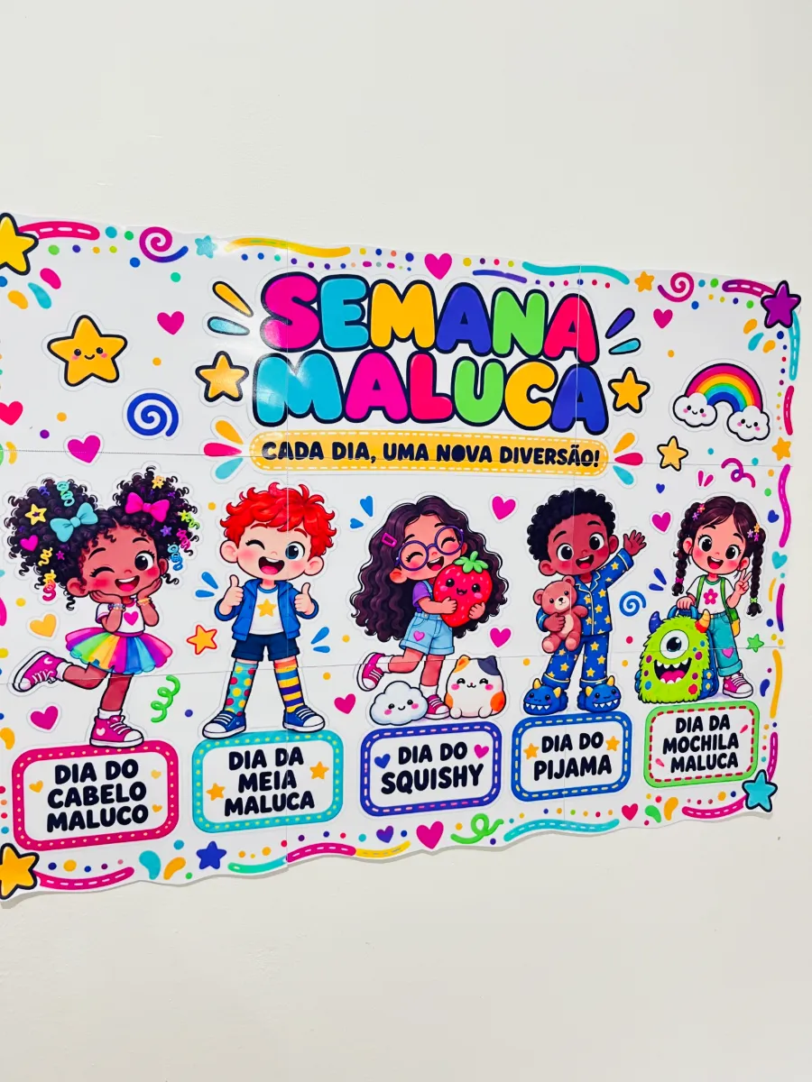 Painel Semana Maluca – Decoração Escolar para Imprimir — amostra 3: Painel Semana Maluca para imprimir e decorar a escola