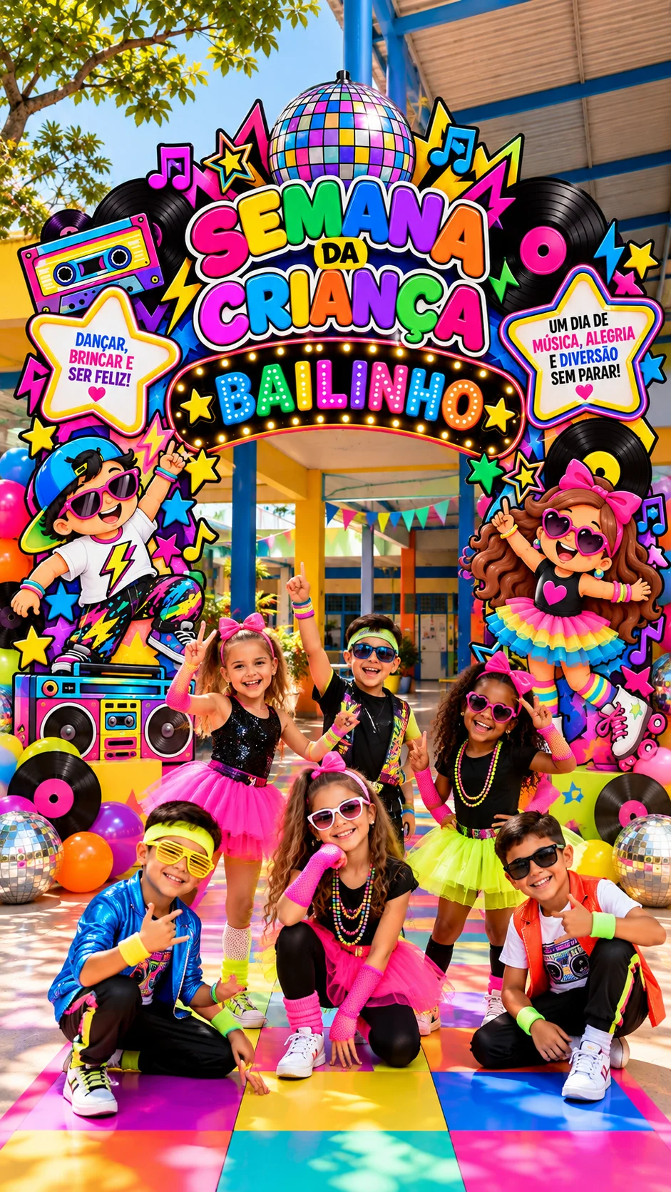 Painel Semanal da Criança Baixinhos Anos 80 – Semana da Criança — amostra 2: 🎨 Estilo: colorido, divertido e retrô Painel Semanal da Criança Baixinhos Anos 80 – Semana da Criança — amostra 2: 🎨 Estilo: colorido, divertido e retrô
