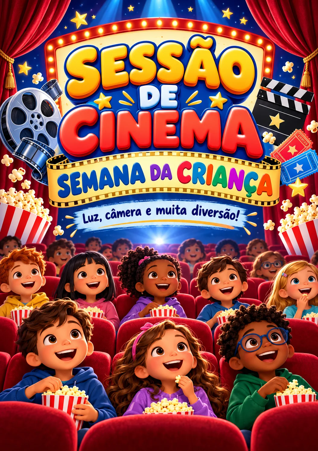 Painel Sessão de Cinema 36 folhas a4 Educação Infantil e Fund 1 — amostra 1: Prepare um cenário alegre para a Semana da…
