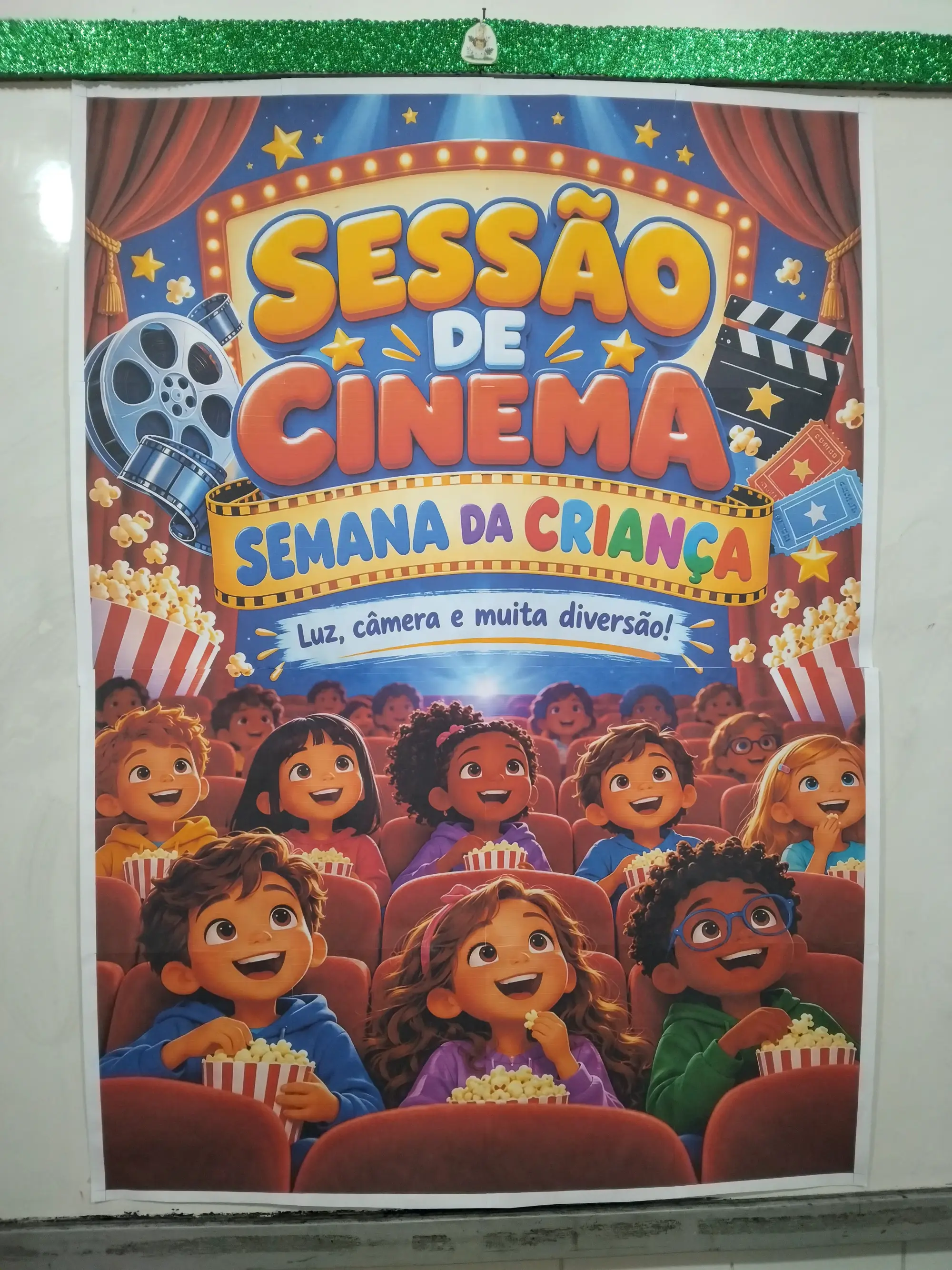 Painel Sessão de Cinema – Semana da Criança – 16 Folhas A4 — amostra 5: 🍿🎬 Decore a sessão de cinema da Semana da Criança…