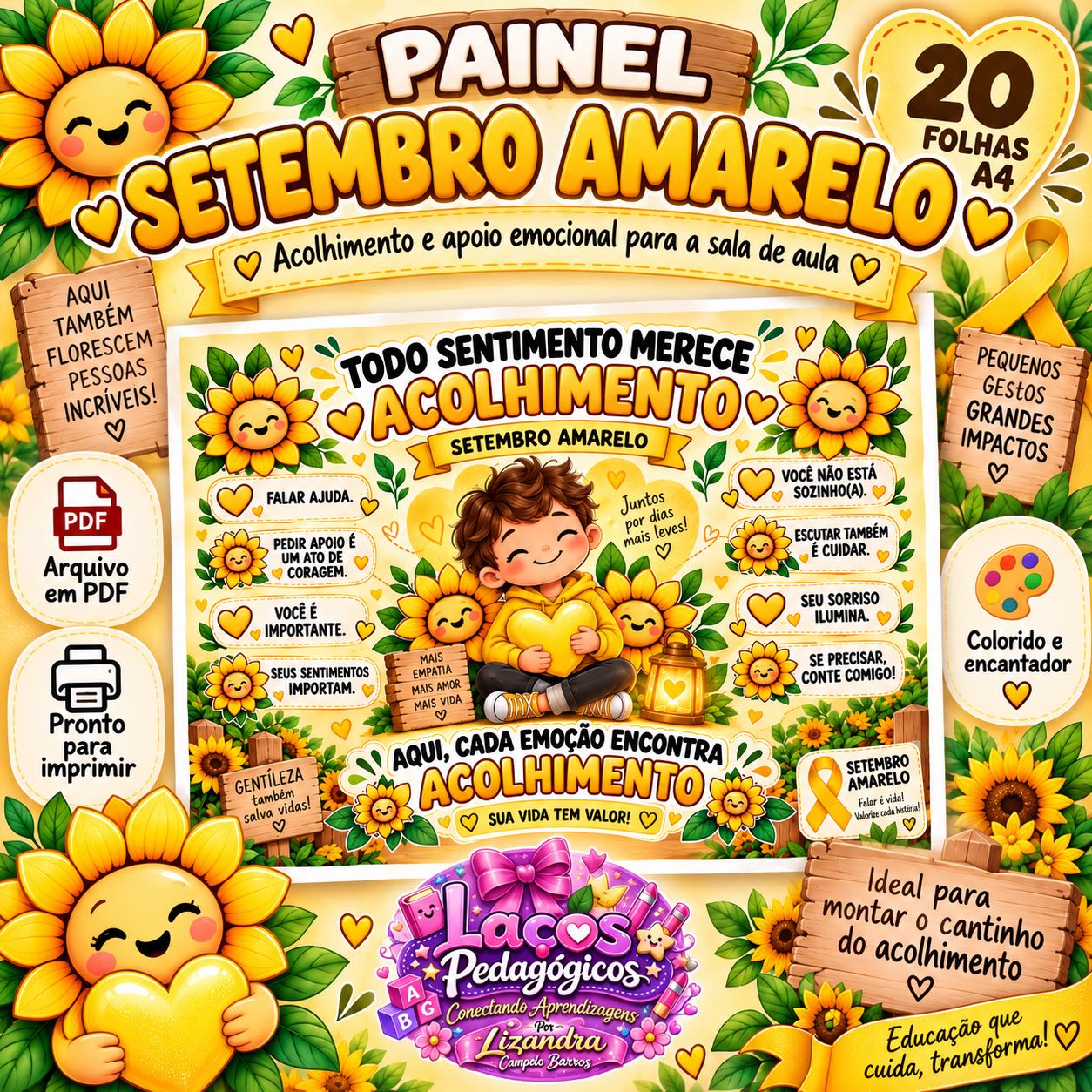 Painel Setembro Amarelo Acolhimento – 20 folhas — capa do material