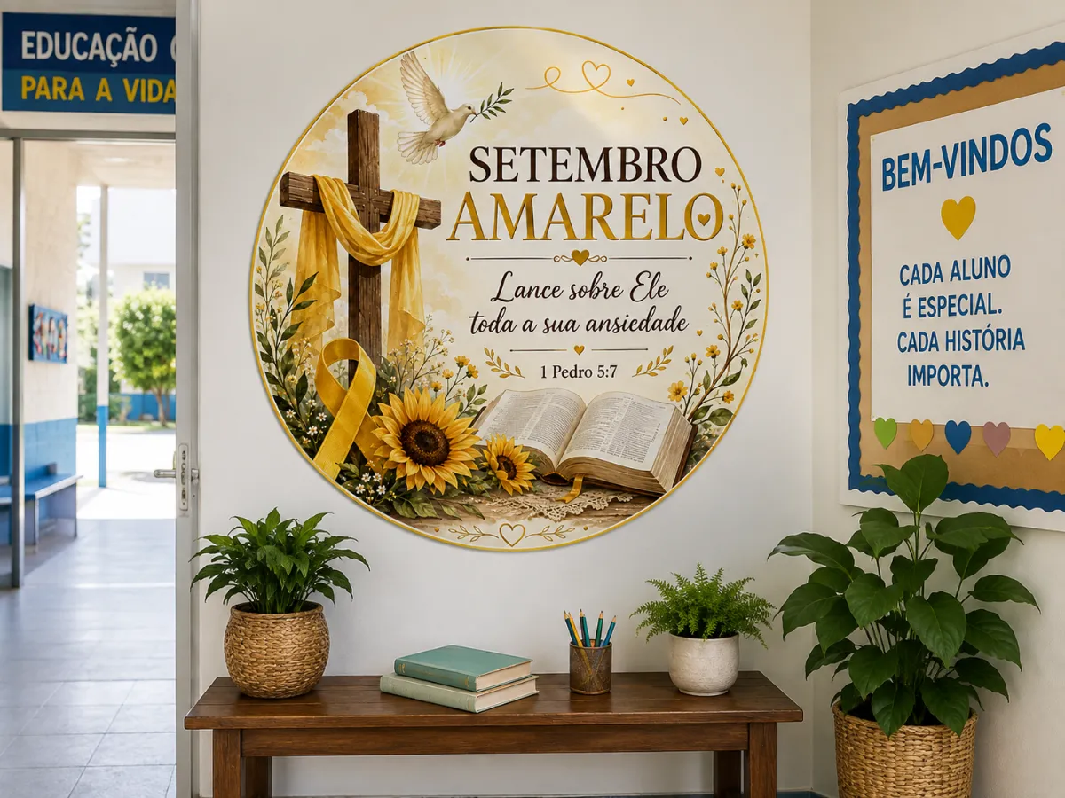 Painel Setembro Amarelo Cristão - Ensino Religioso — amostra 1: Uma decoração especial para trabalhar fé, acolhimento,…