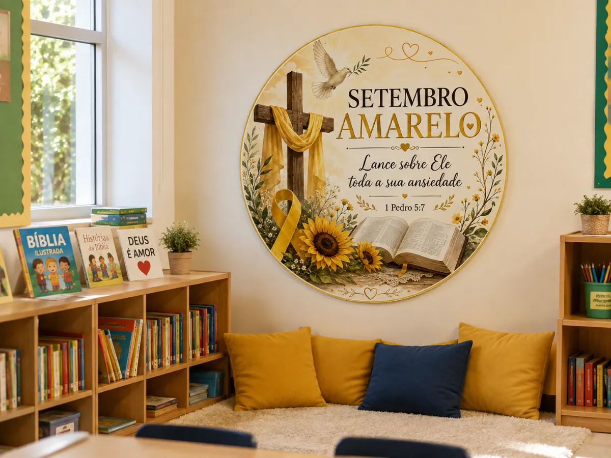 Painel Setembro Amarelo Cristão - Ensino Religioso — amostra 2: Uma decoração especial para trabalhar fé, acolhimento,…