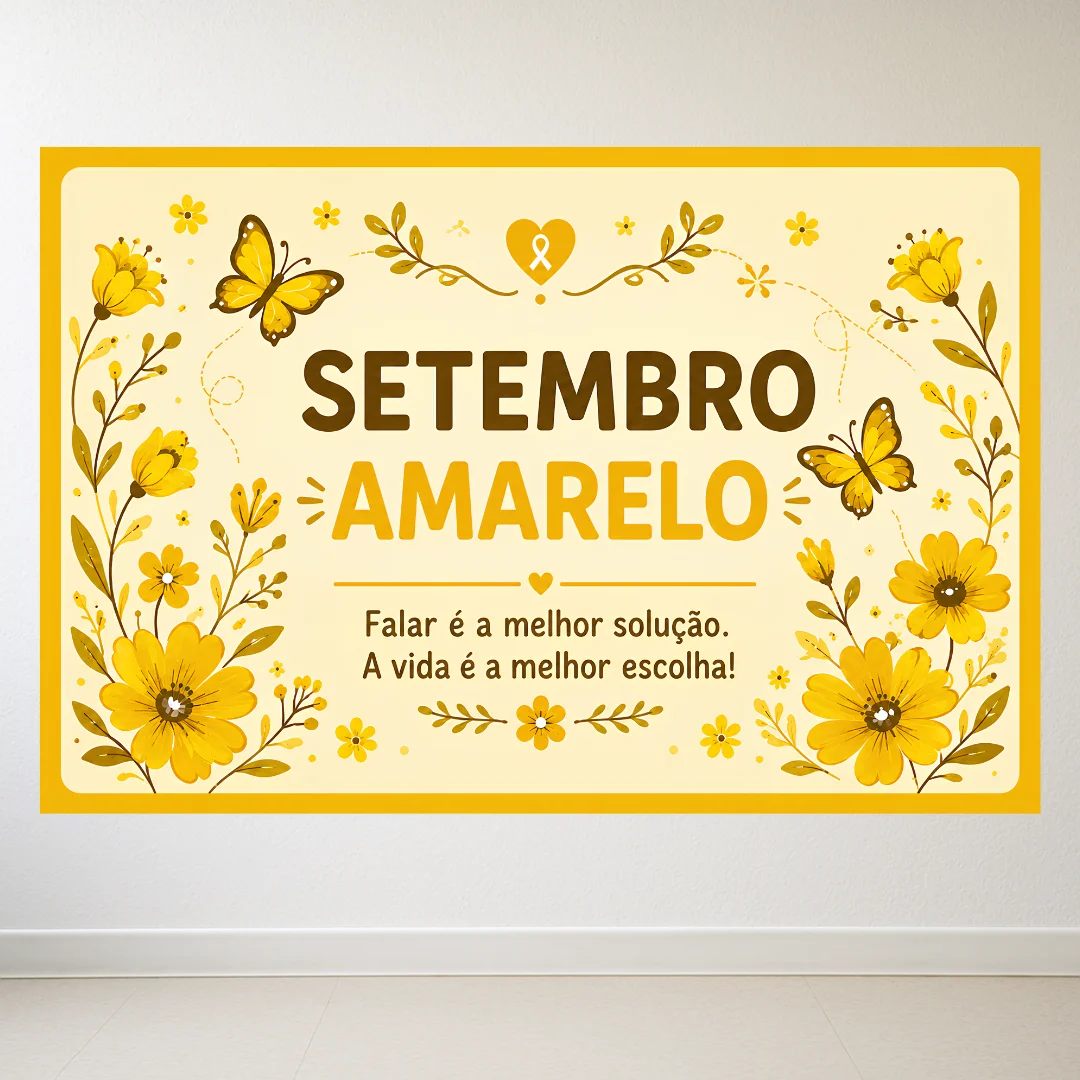 Painel Setembro Amarelo – em 2 Tamanhos (8 e 18 Folhas A4) — amostra 2: Promova a conscientização, o acolhimento e a…