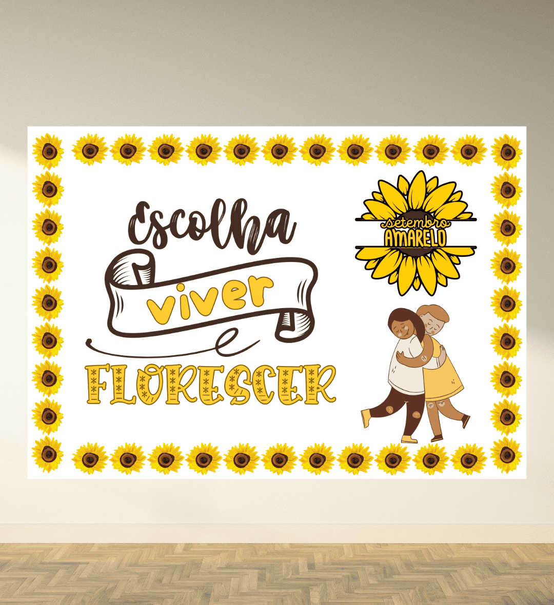 Painel Setembro Amarelo Escolha Viver para Imprimir — amostra 1: Painel Setembro Amarelo para o ambiente escolar