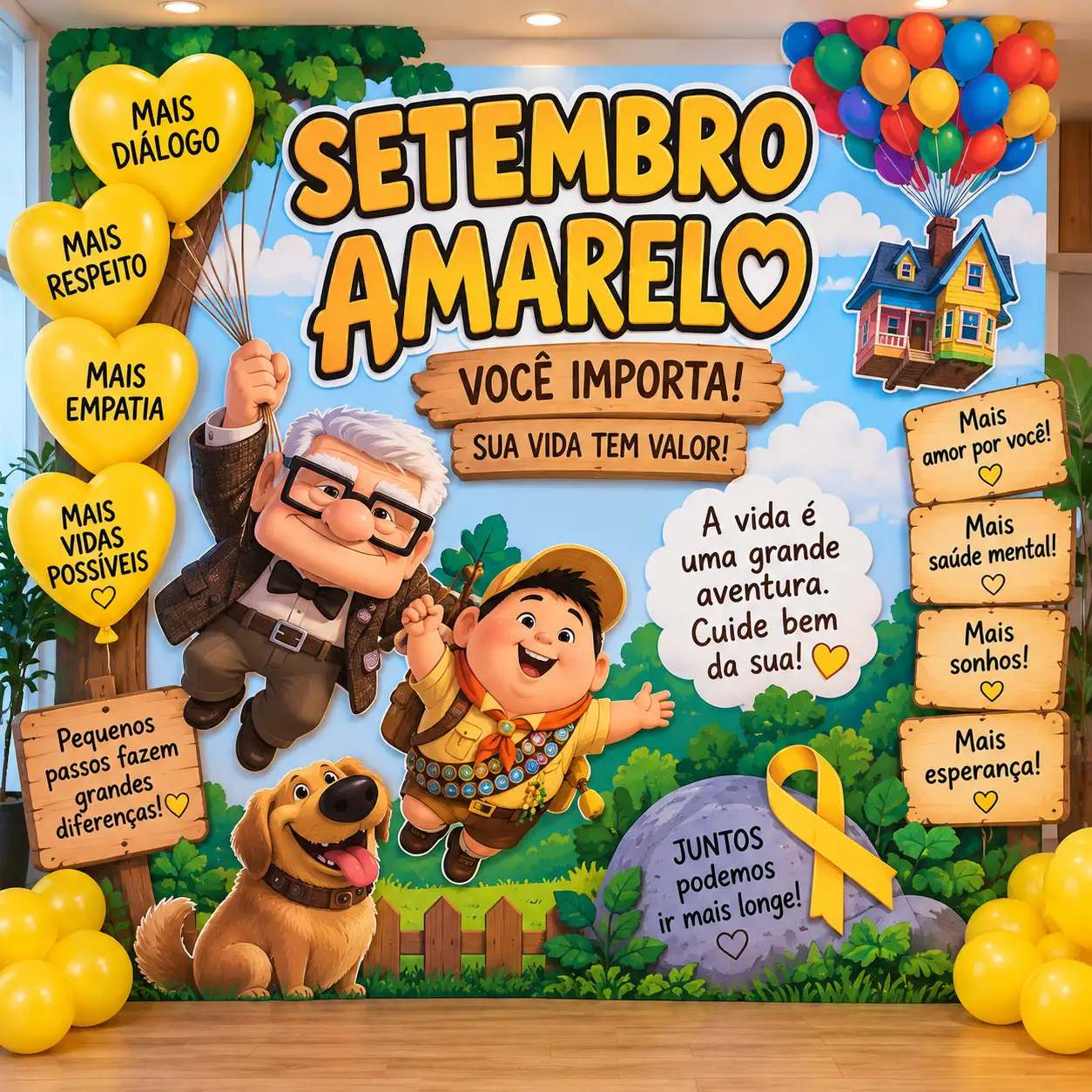 🌈🎈 PAINEL SETEMBRO AMARELO – UP: ALTAS AVENTURAS 💛✨ — Atividades para Todas as séries: 🚀 16 PÁGINAS POR APENAS R$ 8,00