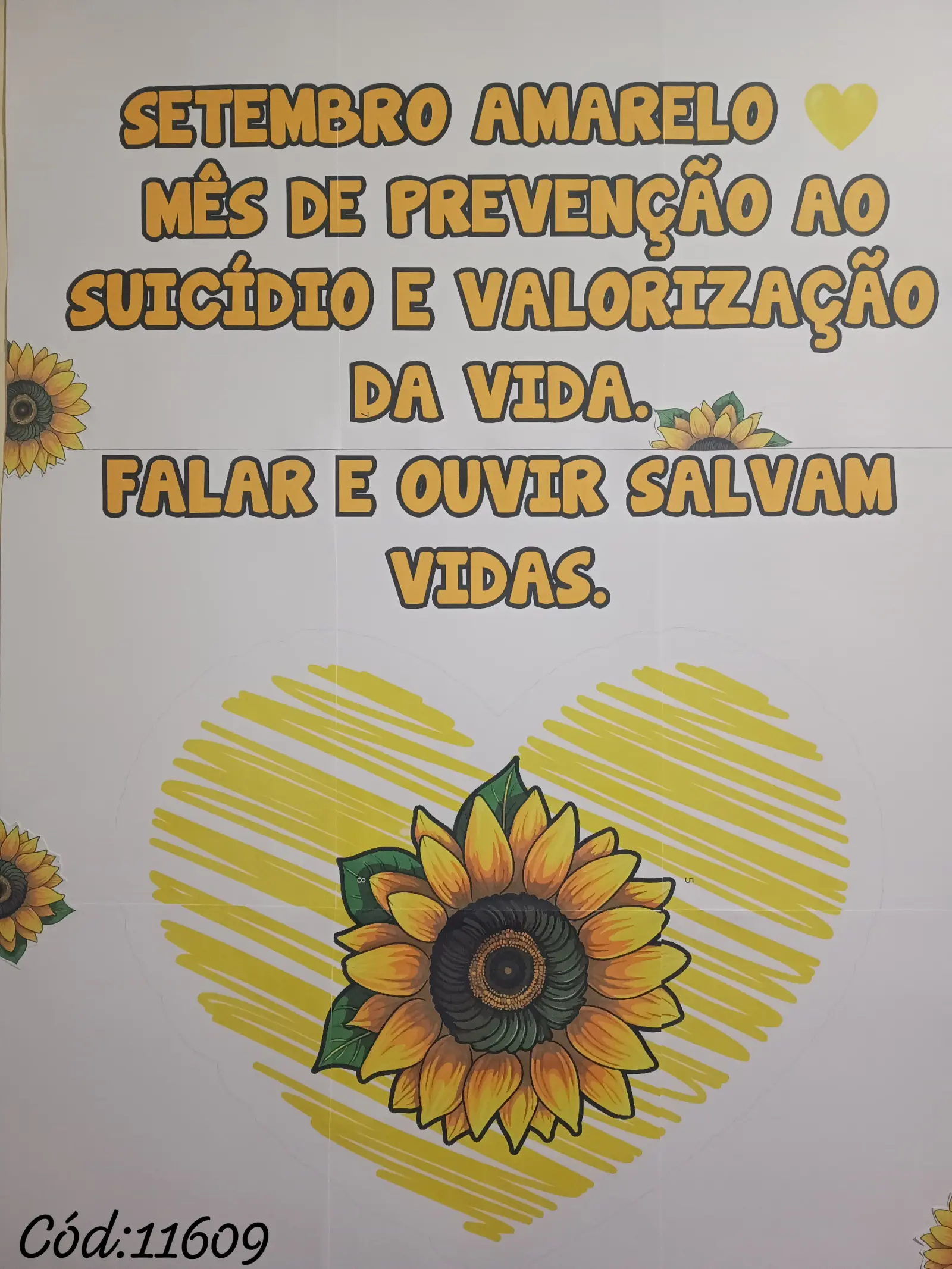 Painel Setembro Amarelo – Valorização da Vida — amostra 1: Painel Setembro Amarelo – Valorização da Vida para decorar a…